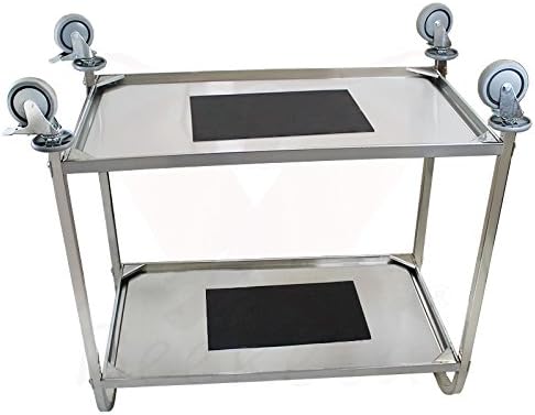 Beeketal 'BSW-2a' Edelstahl Servierwagen Transportwagen mit 2 Böden und Kantrohrgestell (belastbar b