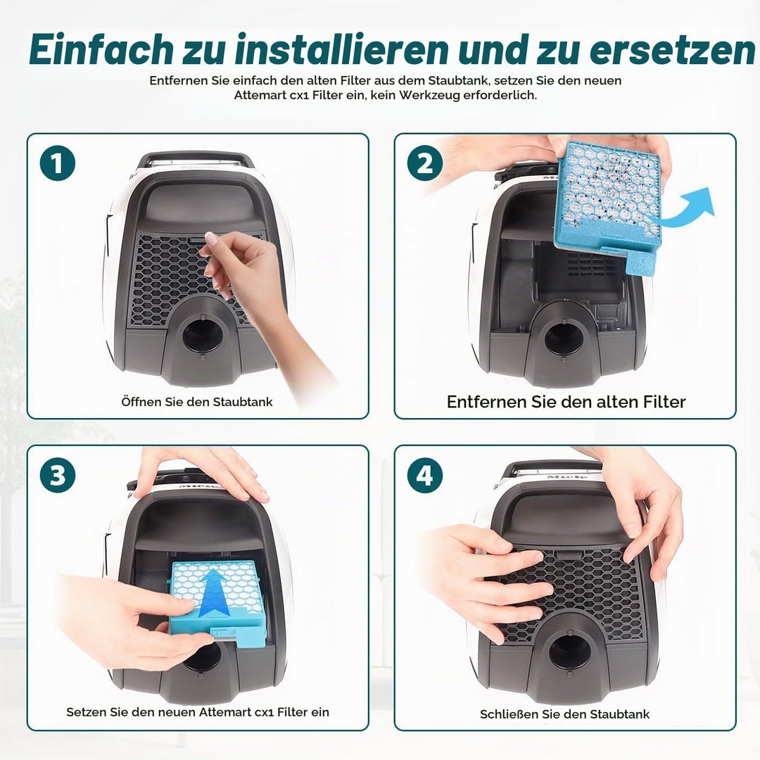 2 Stück Ersatz HEPA-Filter Set kompatibel mit Miele Boost CX1 Active/Allergy/Cat &amp; Dog/Parquet Power