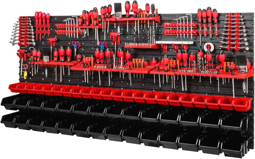Werkstattregal Wandregal | 1728 x 780 mm | Lagersystem mit Werkzeughalterungen und Stapelboxen - Wan