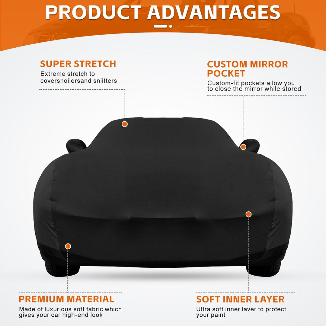 Autoabdeckung Indoor für Ford Mustang 2005-2025, Stretch Soft Satin Massgeschneidert Atmungsaktiv St