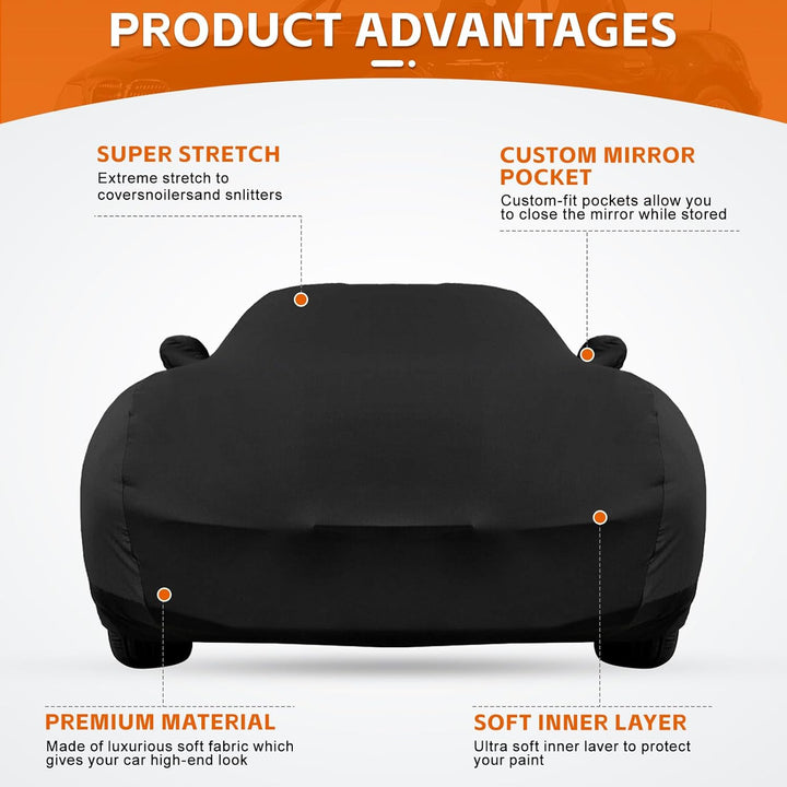 JUDANNA Autoabdeckung Indoor für Ford Mustang 2005-2024, Elastisches Innenbereich Auto Abdeckplane A