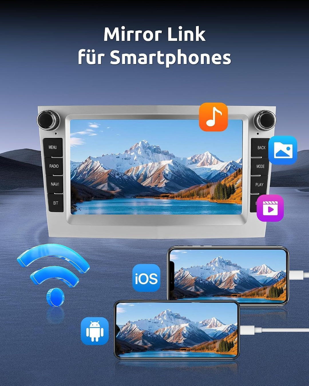 ESSGOO 4+64G Android 15 Wireless Carplay und Android Auto Autoradio Weiss, Weiss