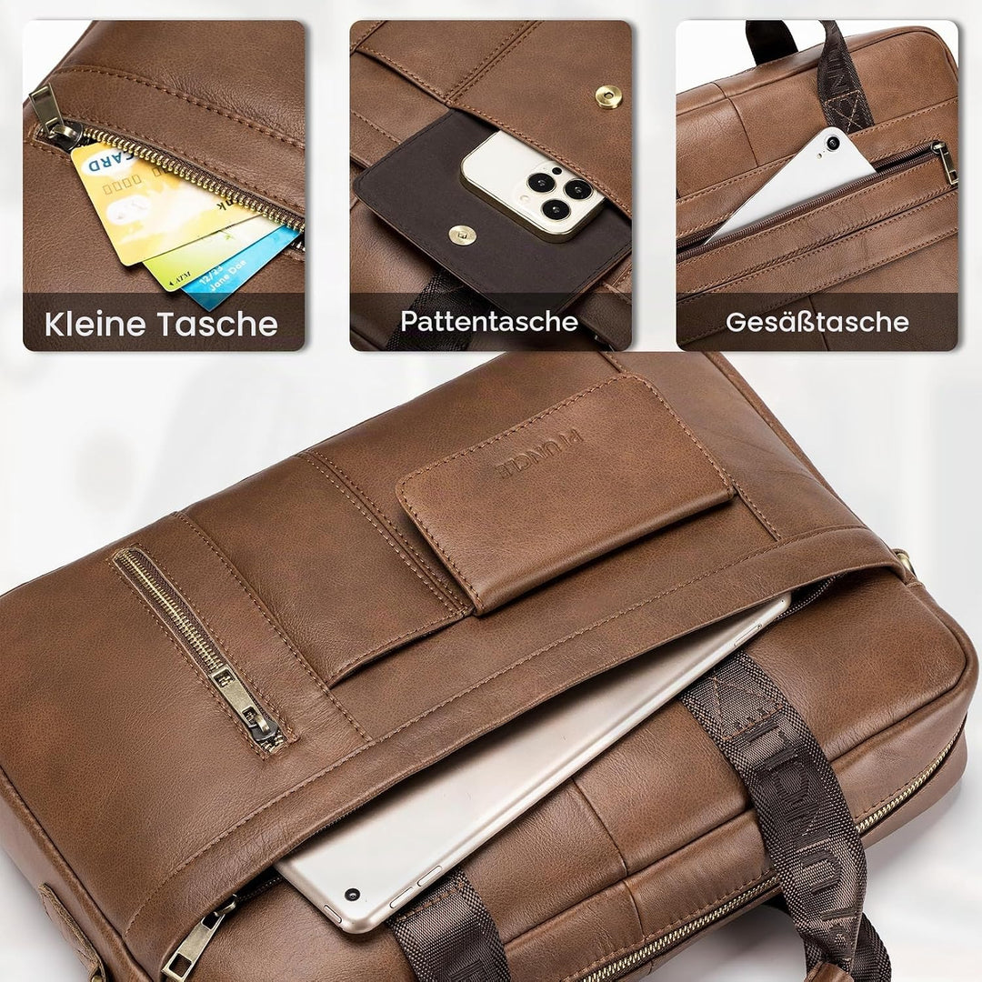 BAGZY Laptoptasche 15.6 Zoll Aktentasche Herren Umhängetasche Geschenk für Männer Handtasche für Mä