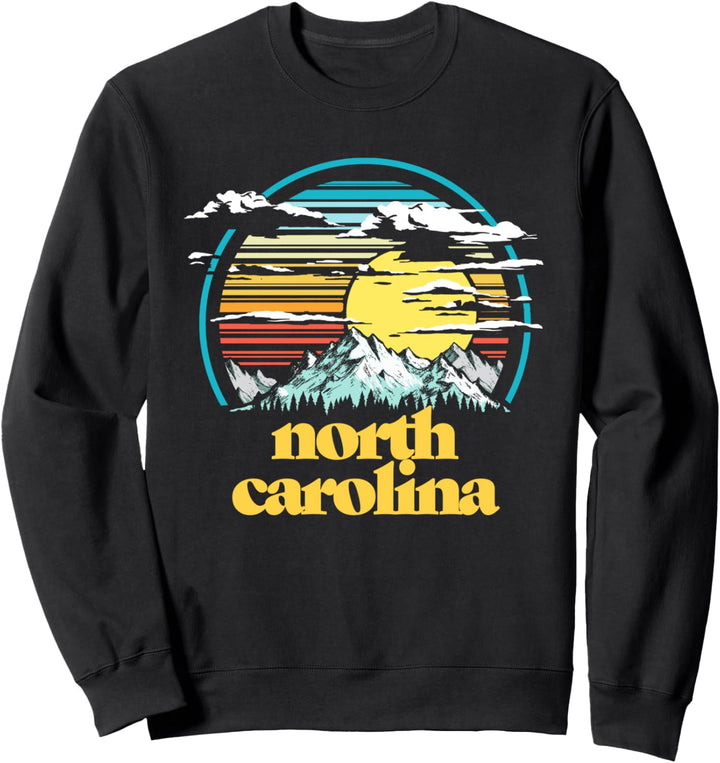 Retro North Carolina Vintage 80s Style Mountains & Sun Sweatshirt