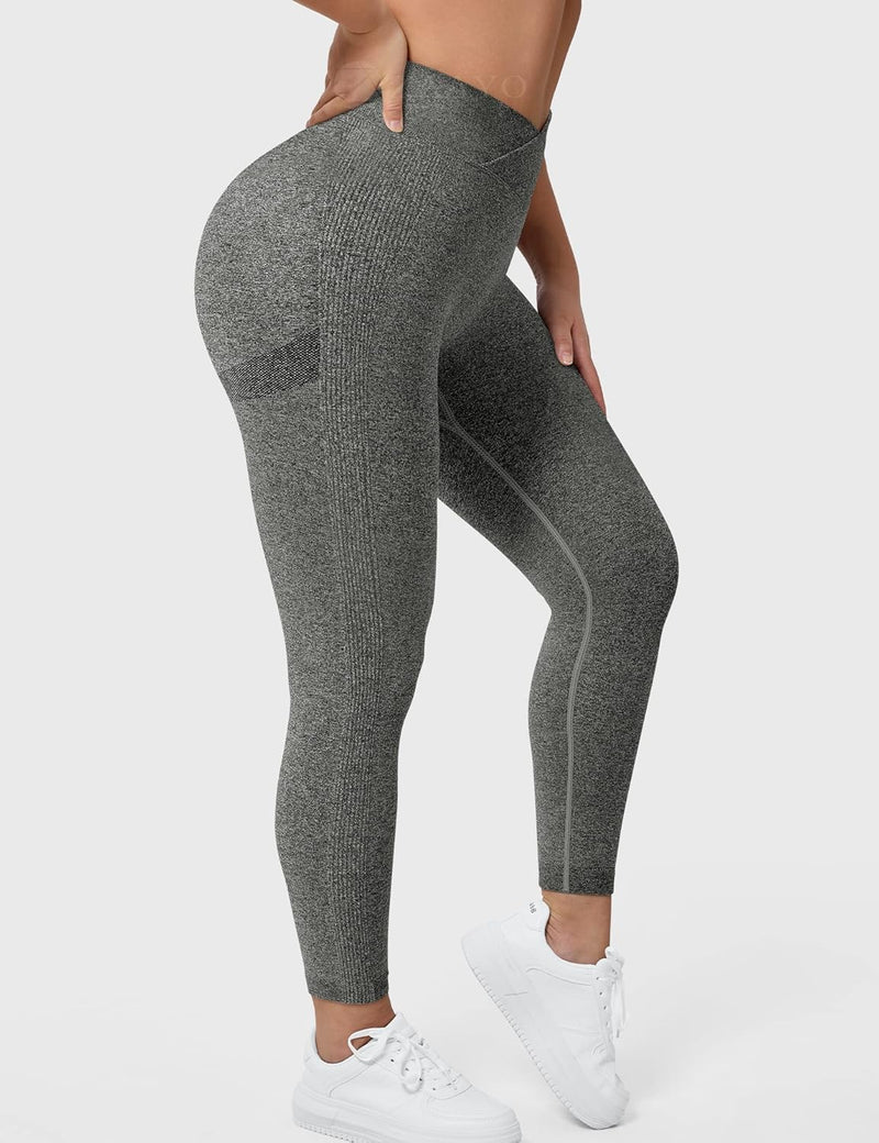 ZAAYO Damen Sport Leggings V-Taille Tie Dye Scrunch Butt Booty Slim Fit Seamless Fitness Gym Pants W