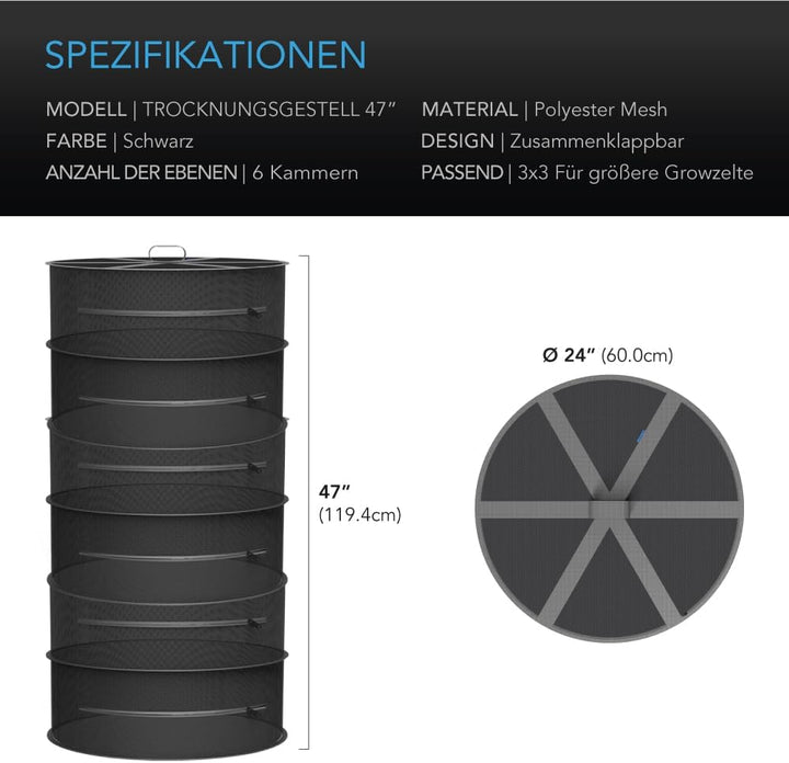 AC Infinity Kräuter-Trockengestell, 6-lagiges Hängenetz für Pflanzen, Samen und Knospen, 61 cm Durch