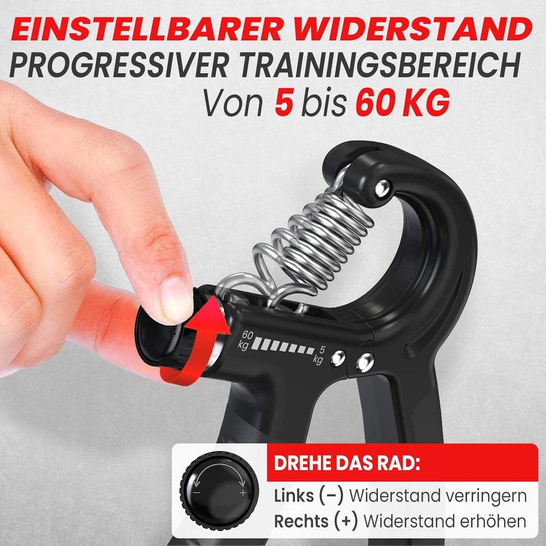 FUNFLEX Handtrainer Fingertrainer, Verstellbares Griffkraft Trainer Set -5-Teilig- Unterarmtrainer,
