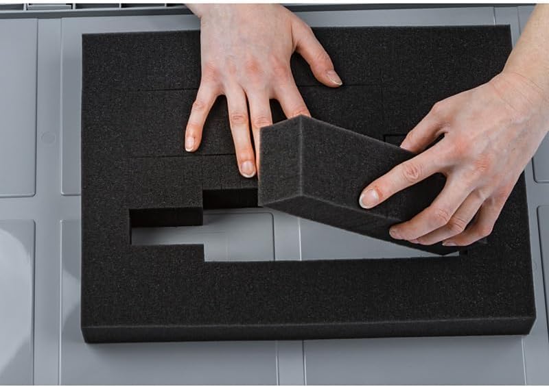 Set: Rasterschaumstoff (Stanzung 15x15 mm) + Schaumstoffeinlage - 560x360x205 mm, 560x360x205 mm