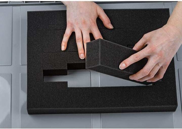 Set: Rasterschaumstoff (Stanzung 15x15 mm) + Schaumstoffeinlage - 560x360x205 mm, 560x360x205 mm