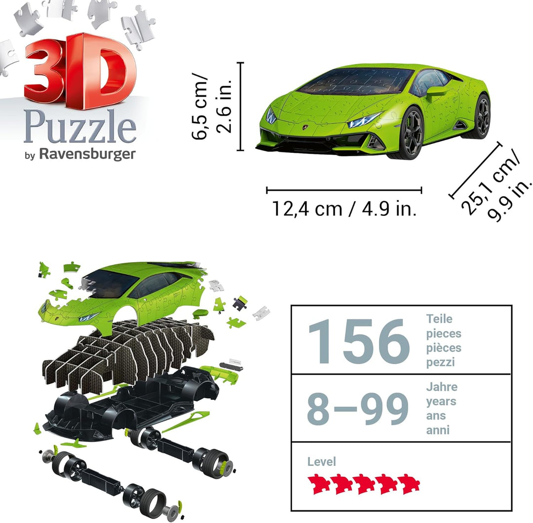 Ravensburger 3D Puzzle 11559 - Lamborghini Huracán EVO - Verde - der Supersportwagen als 3D Puzzle A