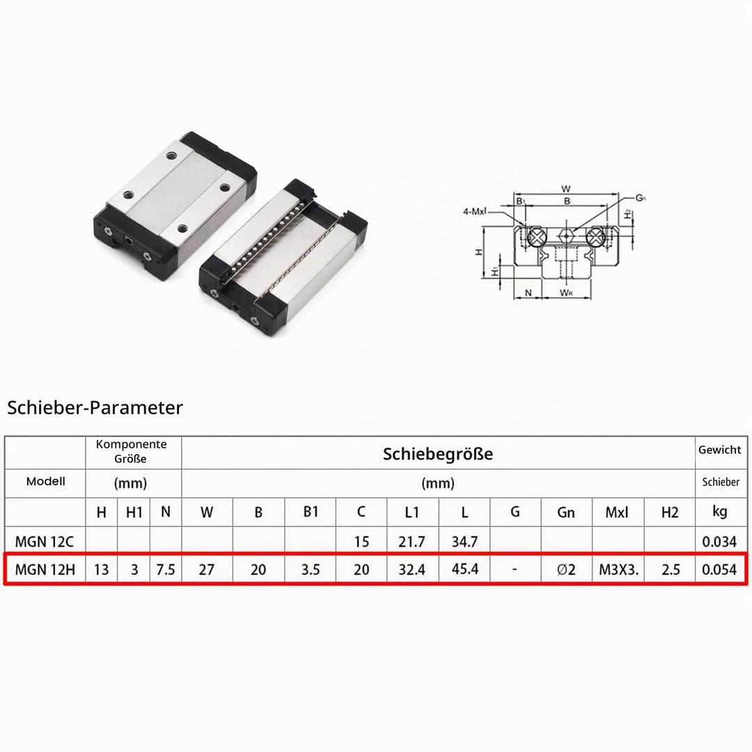IMETRX 300 mm Linearschienenführung, schwarz, Lagerstahl, Gleitführung mit 2 Stück MGN12 Gleitblöcke