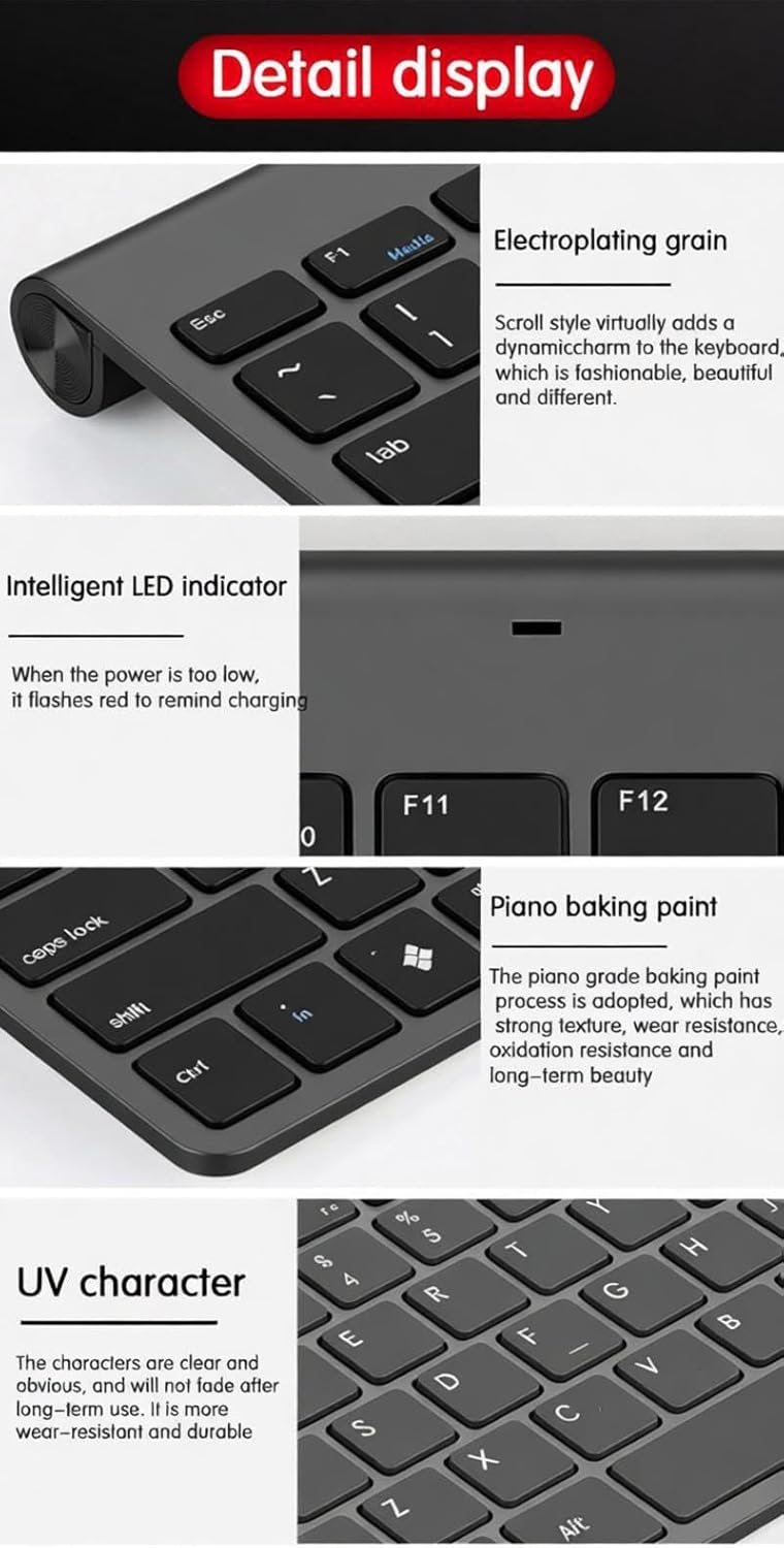 Tastatur Maus Set Kabellos, Bluetooth5.0/3.0 Tastatur & 2.4 GHz USB 3 Mode, Funktastatur Mit Maus Si