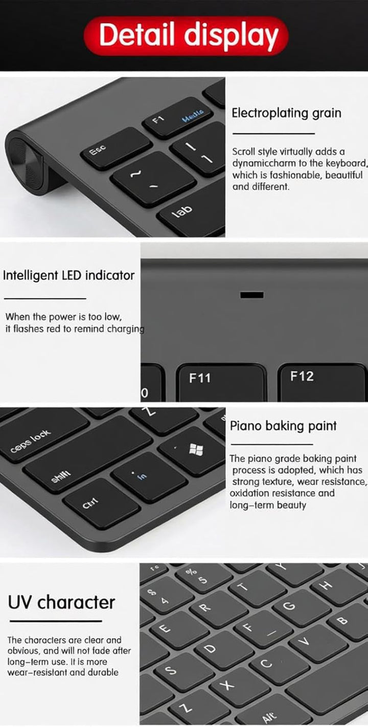 Tastatur Maus Set Kabellos, Bluetooth5.0/3.0 Tastatur & 2.4 GHz USB 3 Mode, Funktastatur Mit Maus Si