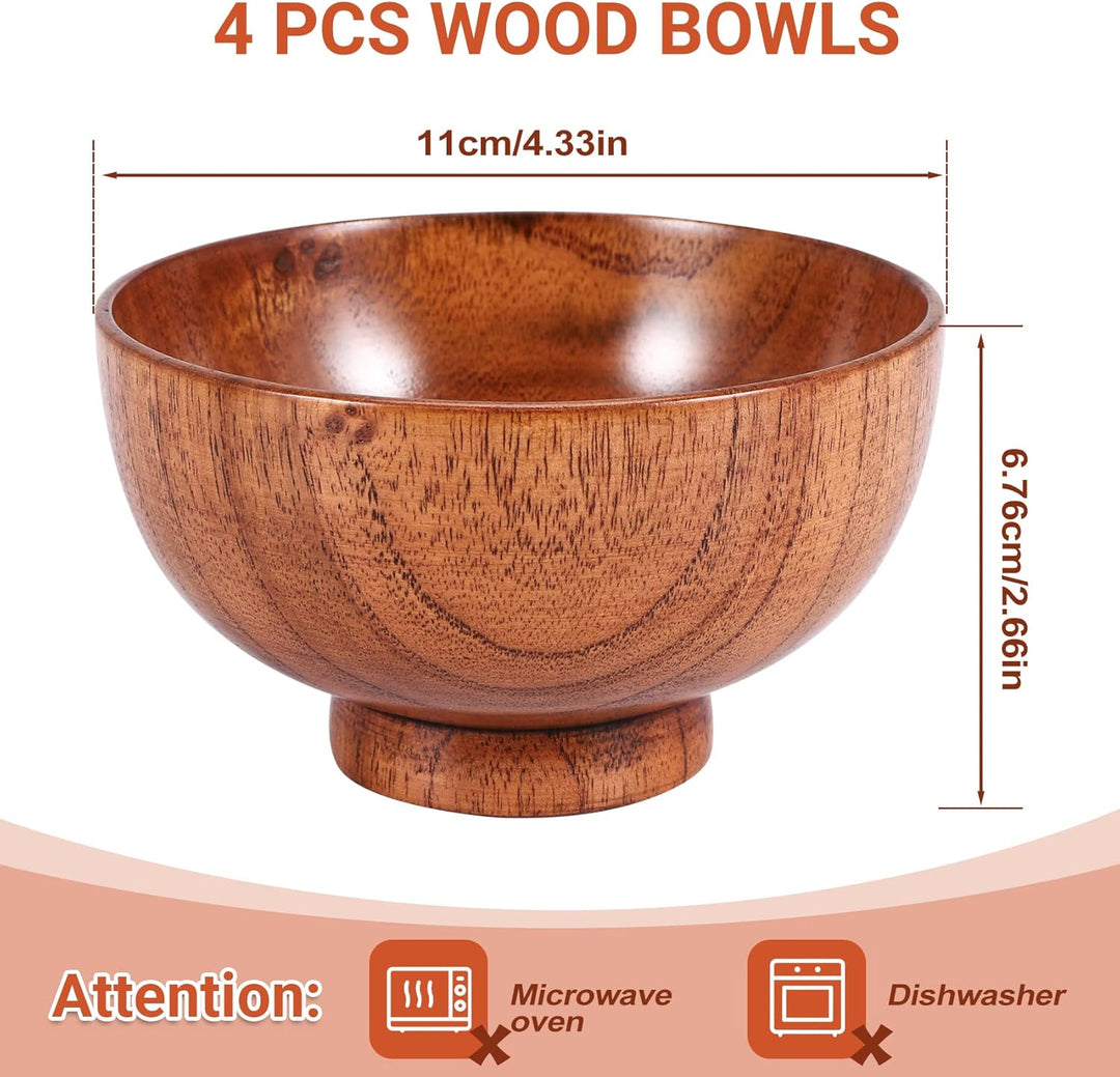Jujube Holzschale - Japanische Nudelschale, Durchmesser 4,5 x 2-5/8, Ideal für Suppe, Eintauchen & D