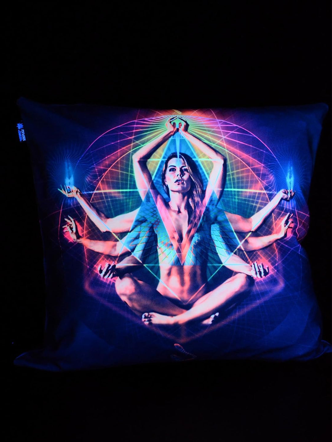 PSYWORK Schwarzlicht Kissen Neon Resonance, 80x80cm