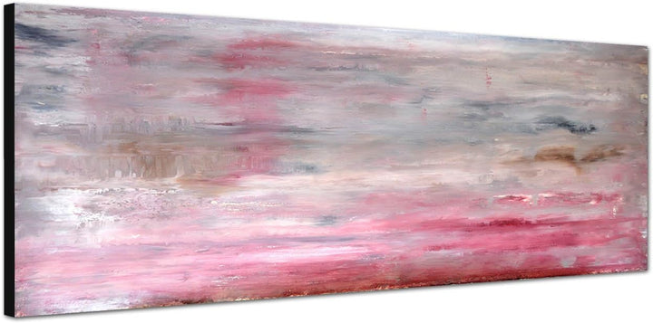 Paul Sinus Art Panoramabild auf Leinwand und Keilrahmen 150x50cm Kunstmalerei rot beige abstrakt