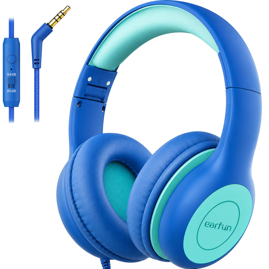 EarFun Kinder Kopfhörer, Kopfhörer Kinder mit Kabel, 85/94dB Lautstärkenbegrenzer, Faltbare, Einstel