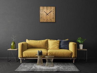 FLEXISTYLE Holzwanduhr Wood Square Holz Eiche 60cm Durchmesser holzoptik ohne tickgeräusche