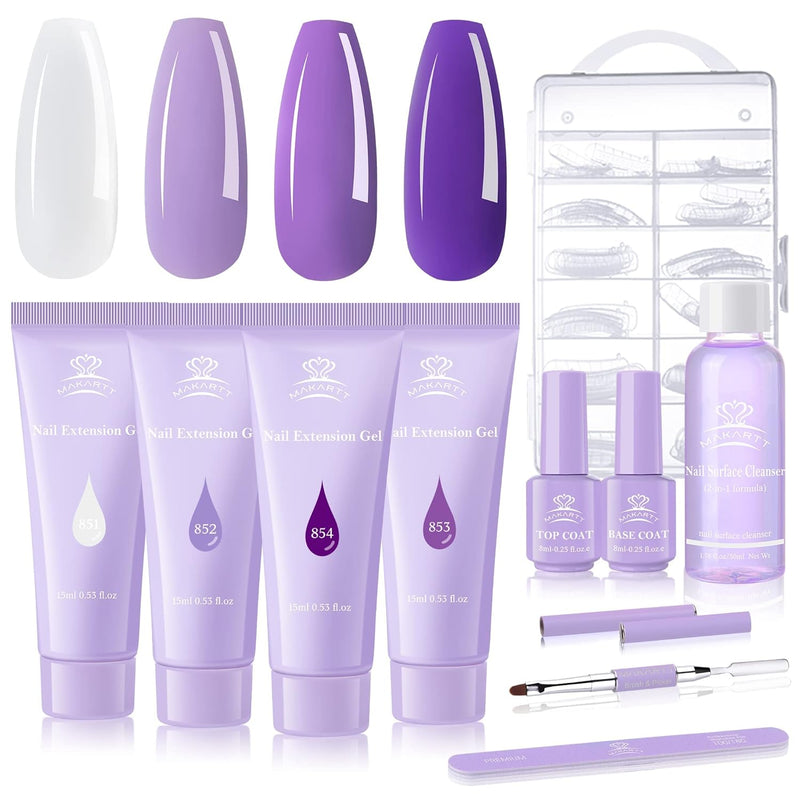 Makartt Lila Poly-Nail Gel-Kit Gelnägel Bausatz mit Slip Solution Gel Nail Kit Langanhaltendes Hartg