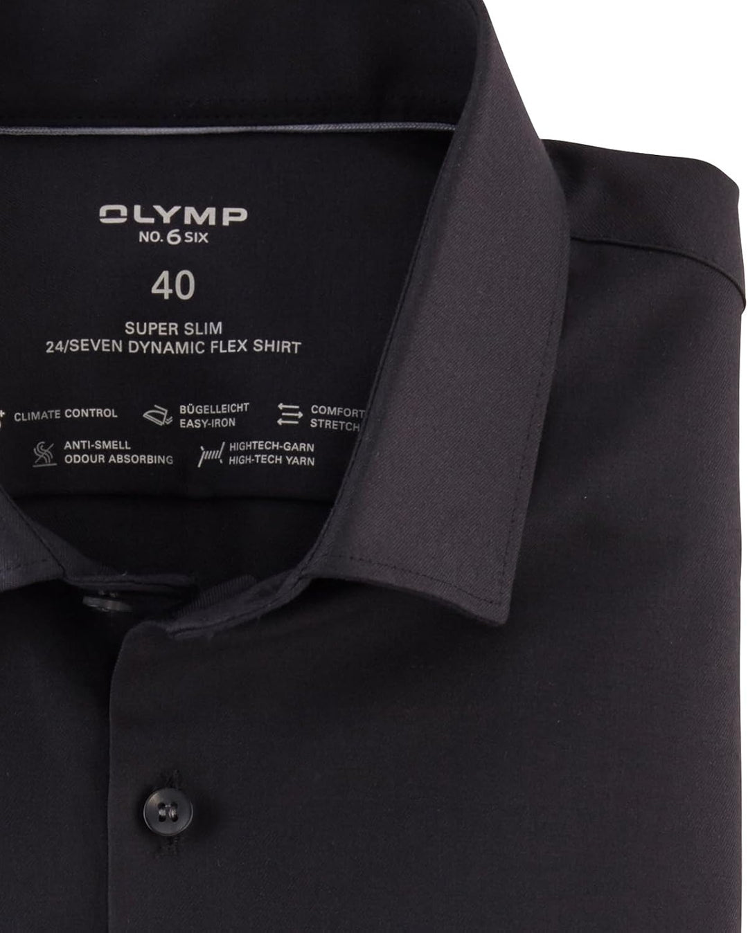 OLYMP Herren Oberhemd Langarm No.Six.24.Seven,Twill,super Slim,Modern Kent 36 Schwarz 68, 36 Schwarz