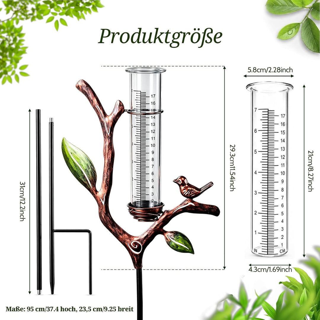 Regenmesser für Garten, Niederschlagsmesser Garten | Regenmesser mit h-förmigem Metallständer für Ga