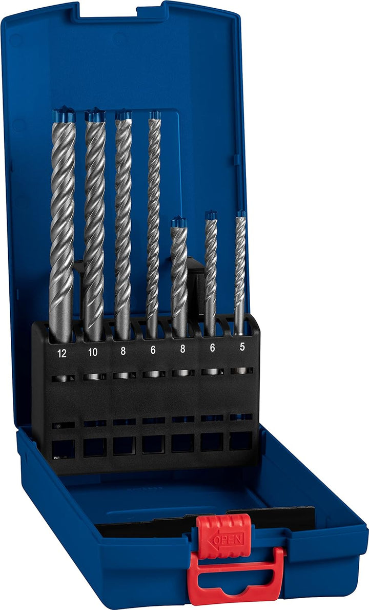Bosch Professional 7x Expert SDS plus-7X Hammerbohrer Set (für Stahlbeton, Ø 5-12 mm, Zubehör Bohrha