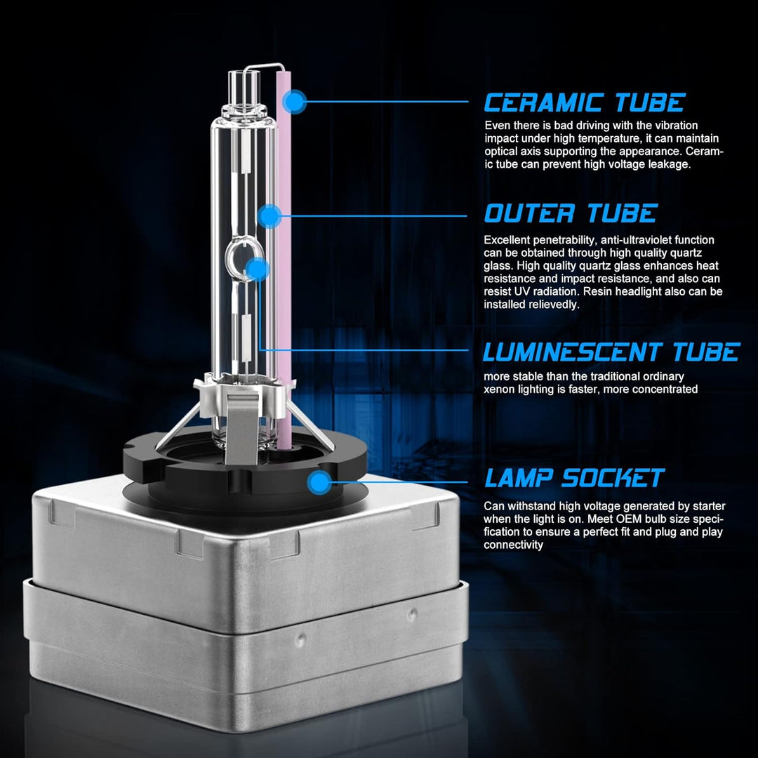 AOLEAD D1S Xenon Brenner Hid Xenon Scheinwerferlampe 12V 35W, 10000K (2 Lampen), 10000K