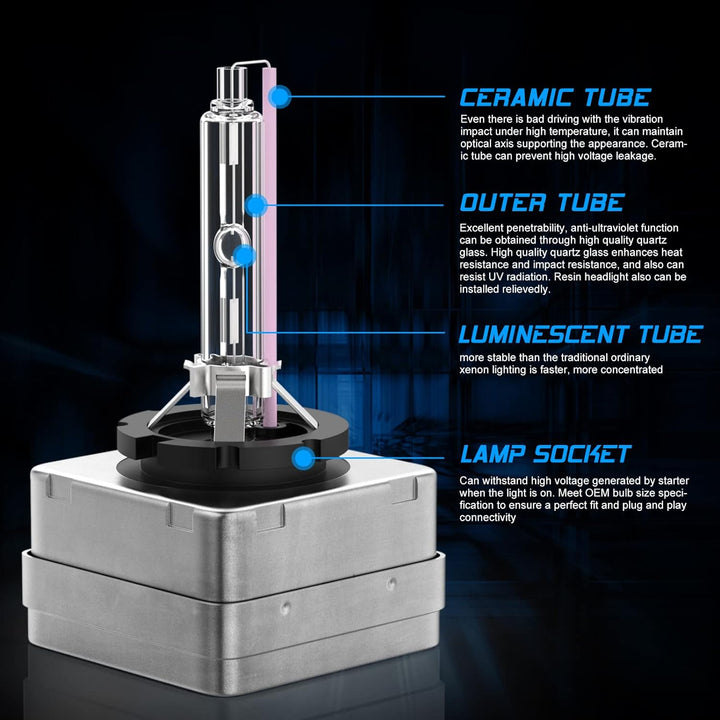 AOLEAD D1S Xenon Brenner Hid Xenon Scheinwerferlampe 12V 35W, 10000K (2 Lampen), 10000K