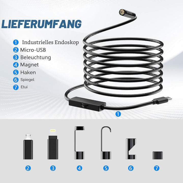 1920P HD Snake Inspektion Endoskop, pancellent Typ C Endoskop, Scope Kamera mit 8 LED Leuchten für A