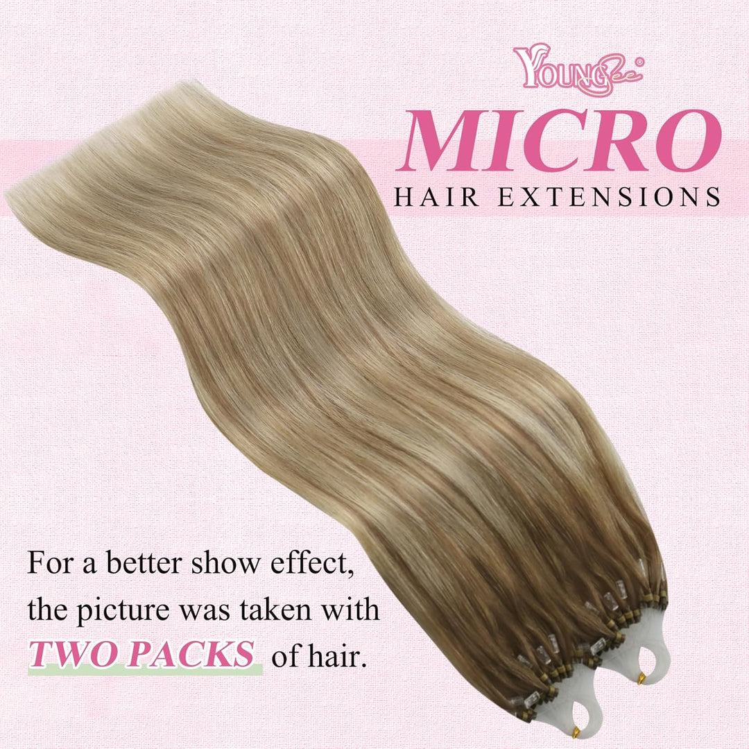 YoungSee Microring Extensions Ombre 60 cm Microring Extensions Echthaar 1g Ombre Micro Loop Extensio