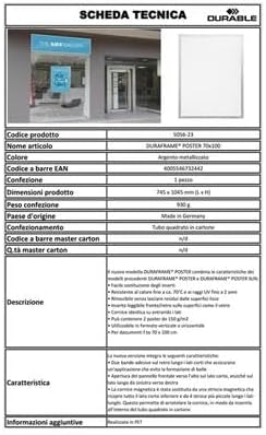 Durable Info-Rahmen Duraframe Poster 70 x 100, selbstklebender Plakatrahmen, UV-beständig, 1 Stück,