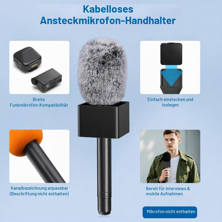 ZealSound Handmikrofon Adapter für DJI Mic, Wireless Lavalier Mikrofon Griff, Funkmikrofon Halter ko