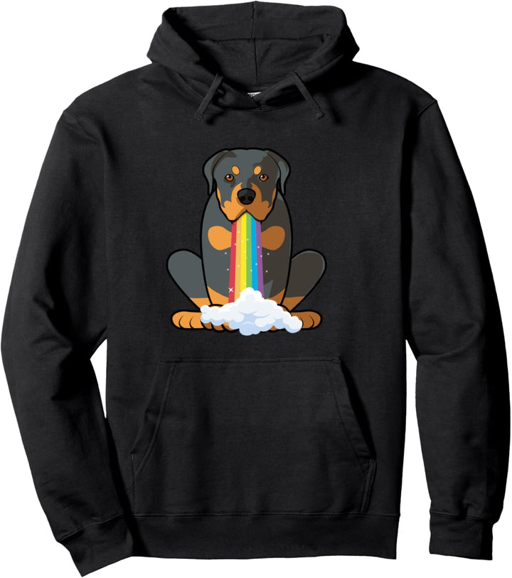 Lustige Rottweiler Hund in bunten Regenbogen Rottie Pullover Hoodie