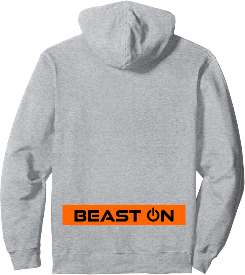 Beast ON Rücken Motiv orange Farbe Fitness Gym Motivation Pullover Hoodie