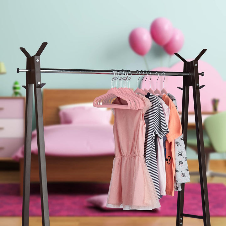 Relaxdays 40 x Kleiderbügel Kinder im Set, rutschfest, Kinderbügel Samtbezug, weiche Babybügel, 360°
