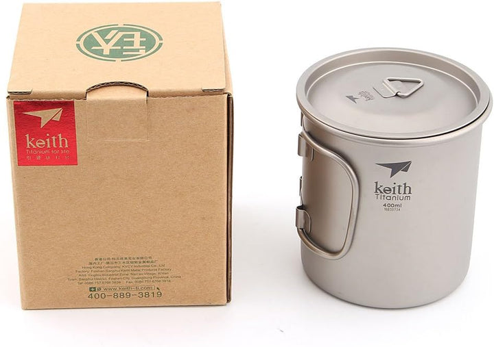 Keith 300 ml / 900 ml Titan Tasse Outdoor Geschirr Camping Reisen Faltbare Griff Tasse Grau, Grau