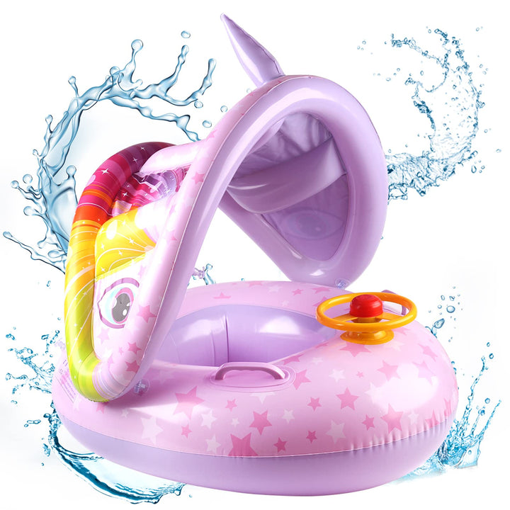 Schwimmring Baby mit Sonnendach Abnehmbarem Sonnendach Schwimmsitz Kleinkinder Schwimmhilfe für Klei