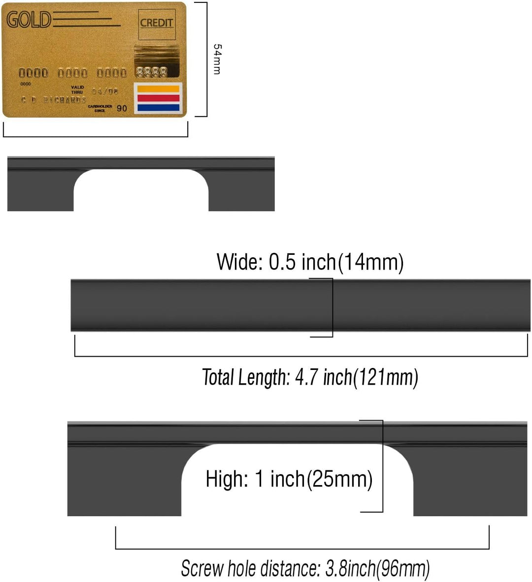 Amerdeco 10 Stück Möbelgriffe Schwarz, 96mm Lochabstand, Aluminiumlegierung Schubladengriffe & Schra