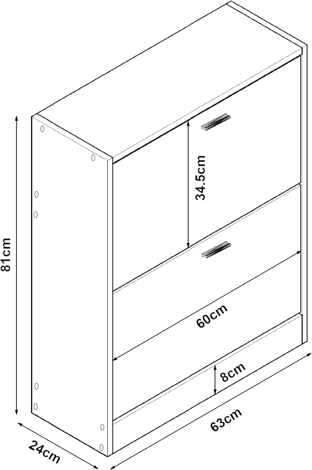 [en.casa] Schuhschrank Sykkylven Schuhkipper mit 2 Klappen Schuhkommode für 12 Paar Schuhe 81 x 63 x