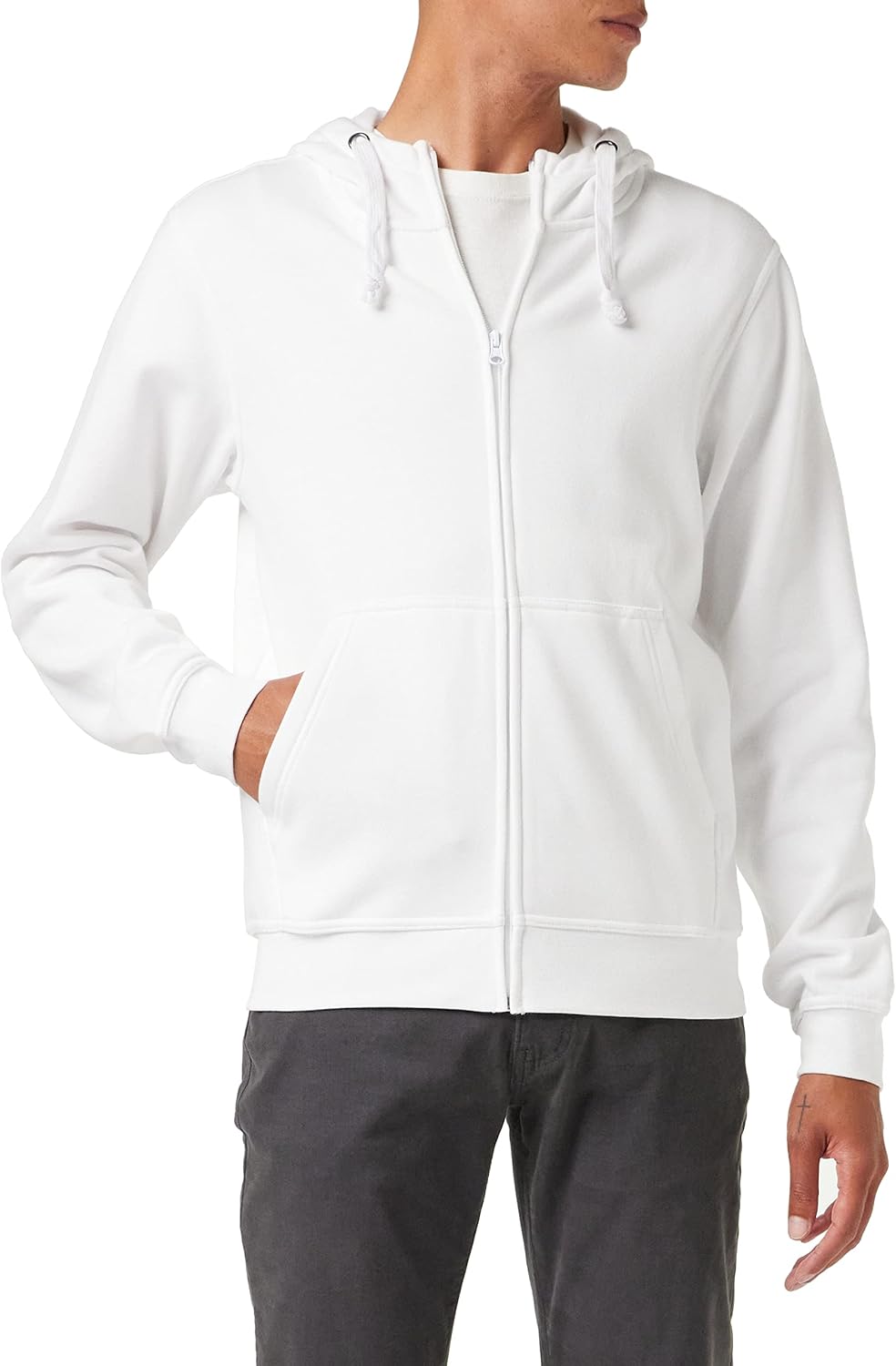 Clique Herren Basic Full Zip Hoody Kapuzenpullover, Blickdicht, Weiss