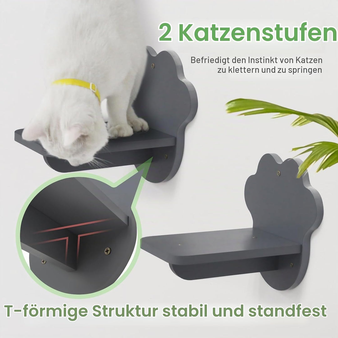 SONGWAY Katzen Kletterwand Set mit Katzennapf - Katzenliege mit Futterstelle und Katzentreppe für Wa