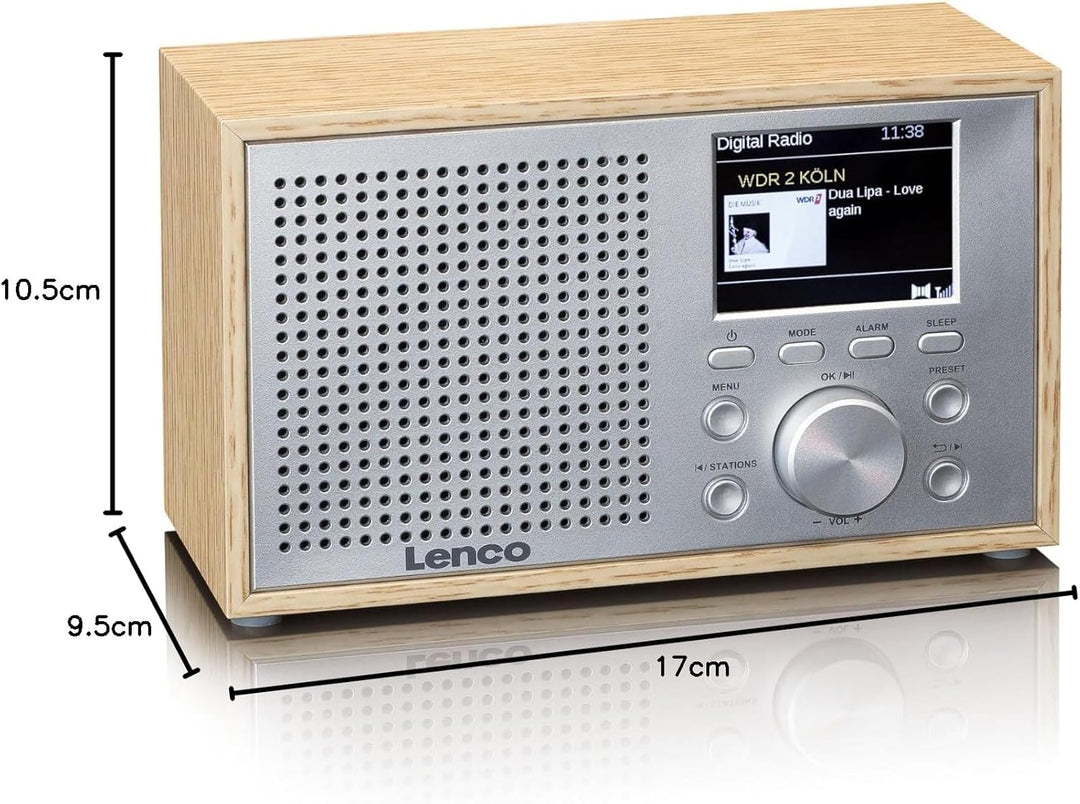Lenco DAR-017 DAB+ Radio – kompaktes DAB+ Radio mit Bluetooth 5.0 - Senderspeicher - FM Empfänger -