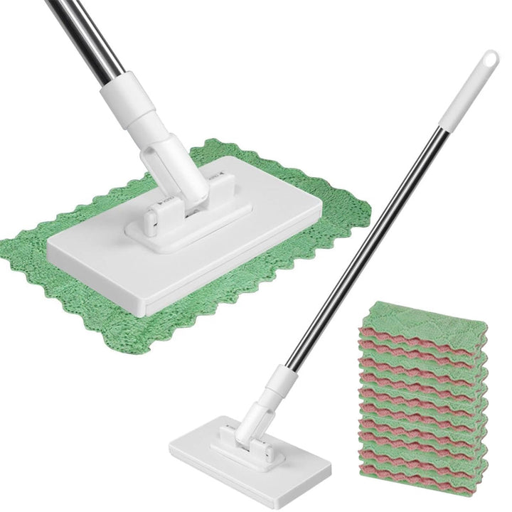 NEU Wischmopp mit Druck-Klemm-System: Ohne Händewaschen,1-Knopf-Wechsel, Automatisches Klemmtuch, Bo