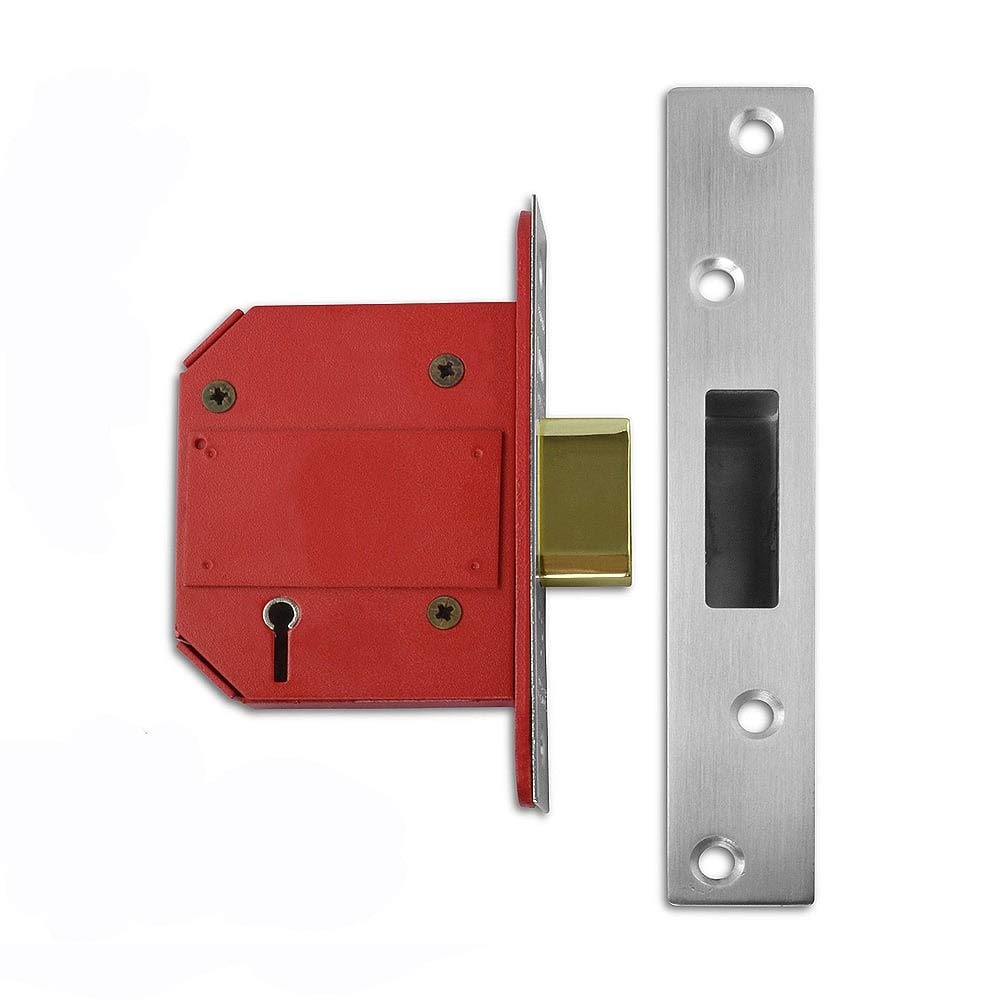 Union Locks Strongbolt 2100S Riegelschloss, BS 81 mm – Satin Chrom (Box) 81mm Satin Chrome Box, 81mm