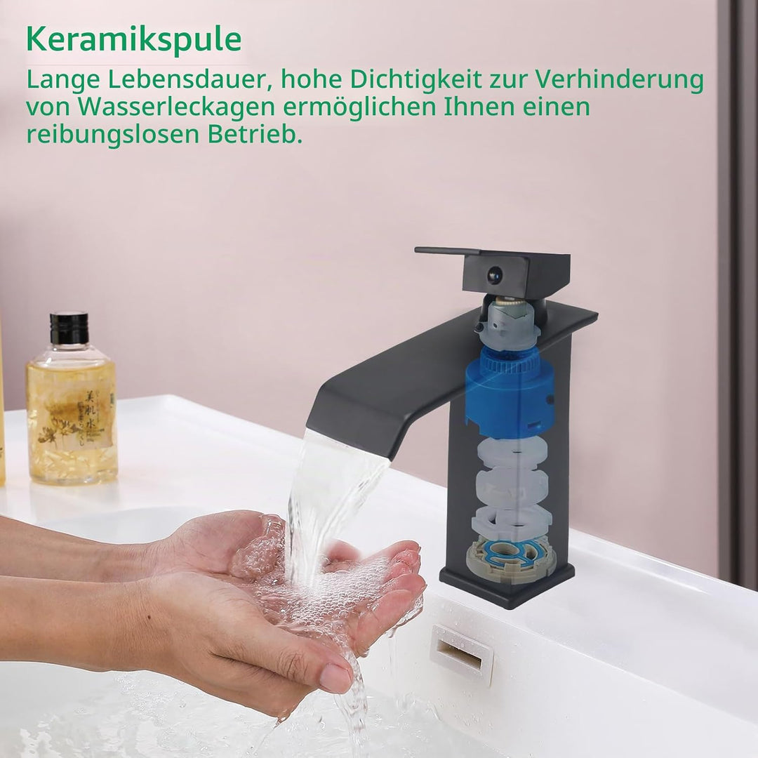 Wasserhahn Bad Waschtischarmaturen Wasserfall Wasserhahn Einhandbedienung Heiss &amp; Kalt Dual Control