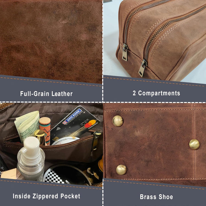 Rustic Town kulturtasche kulturbeutel Leder | Leather Toiletry Bag wash Bag | Leder Kosmetiktasche W