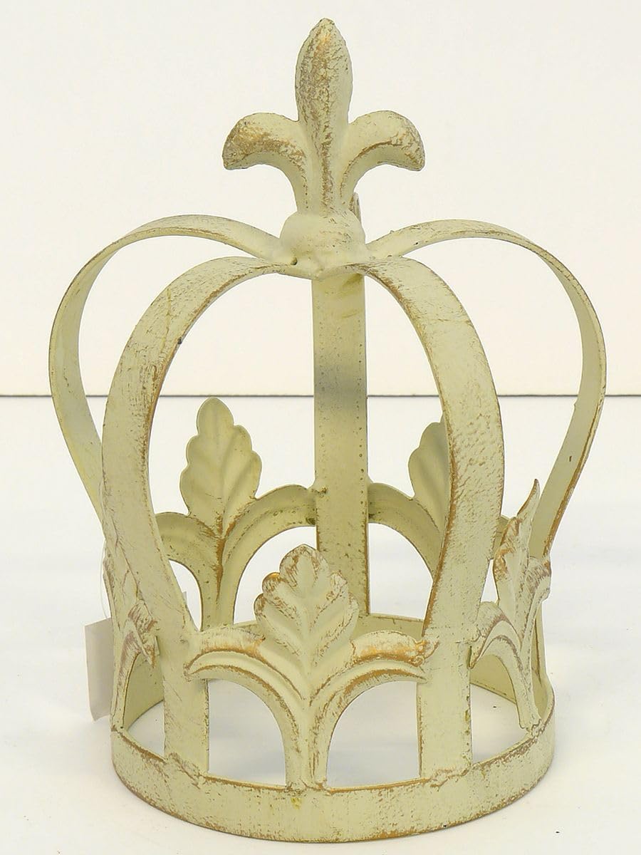 Pflanzkrone Metall Rankhilfe Shabby Chic altweiss Deko-Krone Vintage für Haus und Garten H: 21 cm -1