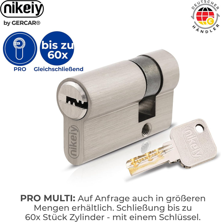 GERCAR Pro Gleichschliessend 10x Halbzylinder 30/10 Set 10x Garagentor Profil-Halbzylinder inkl. 50