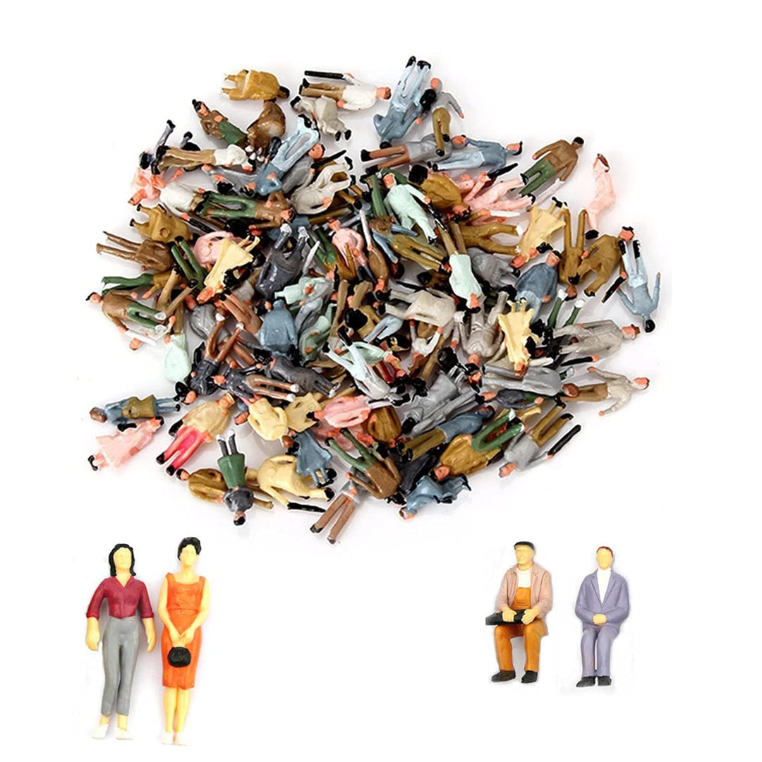100 Pieces Mini Person Figurine,H0 Figuren,Modellbau Figuren,Hand-Painted Tiny Passengers Statue,San