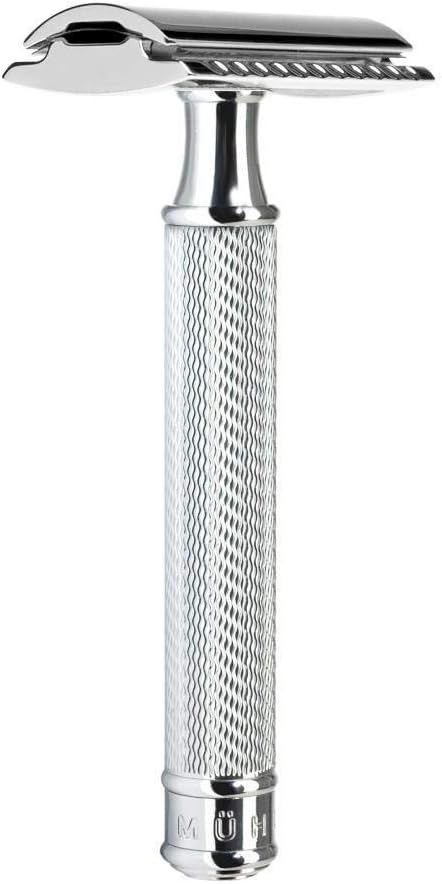 MÜHLE Travel Reiserasierset - Silvertip Fibre-Rasierpinsel, Sicherheitsrasierer und braunes Lederetu